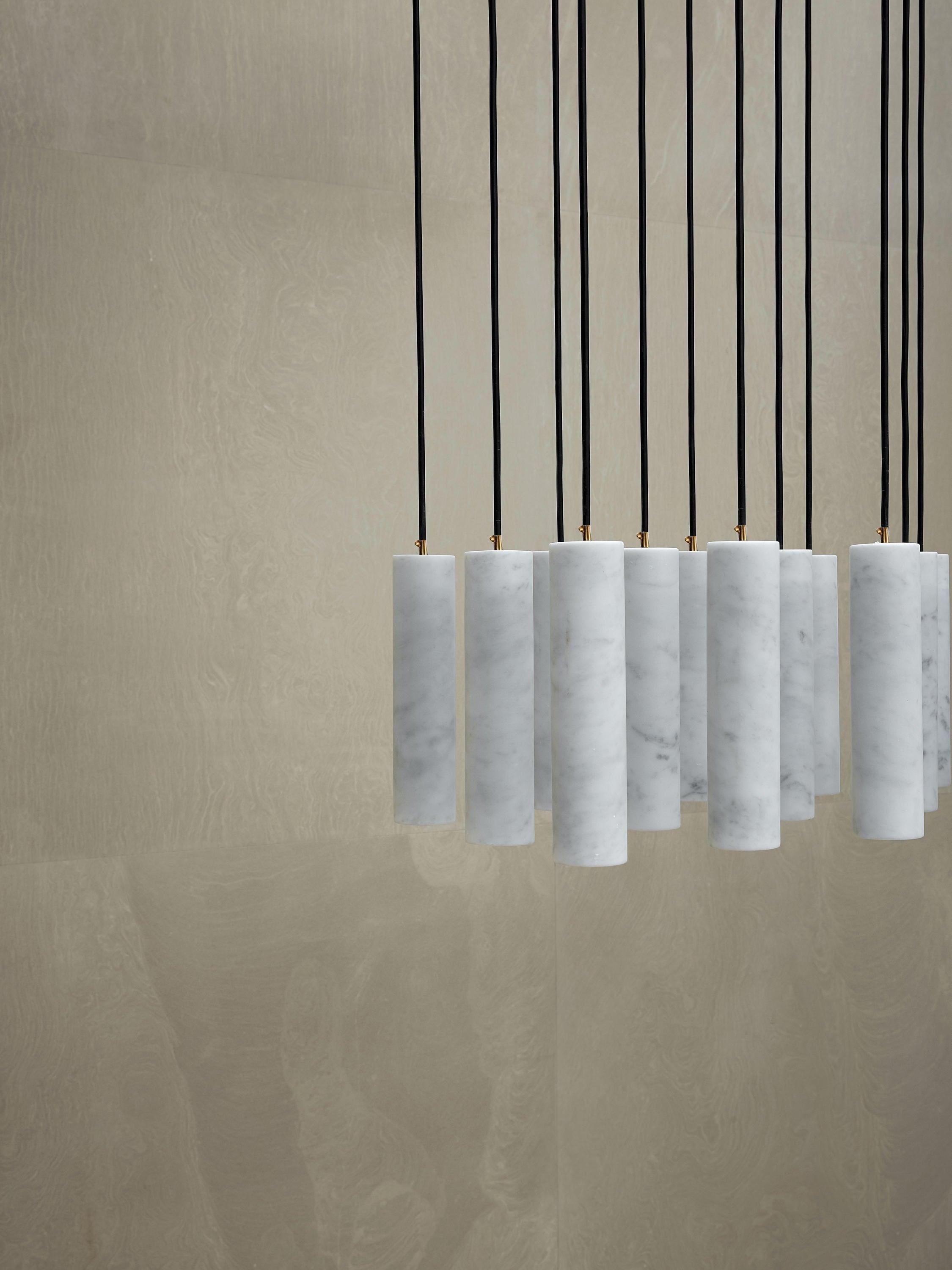 Modern Alabaster Cylinder Pendant Light Minimalist Natural Stone Droplet Hanging Lamp