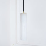 Modern Alabaster Cylinder Pendant Light Minimalist Natural Stone Droplet Hanging Lamp