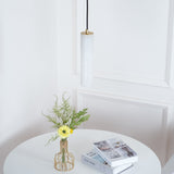 Modern Alabaster Cylinder Pendant Light Minimalist Natural Stone Droplet Hanging Lamp