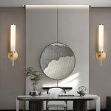 Modern Alabaster Cylinder Wall Sconce with Antique Brass Finish for Luxury Hallway and Bedroom Lighting