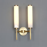 Modern Alabaster Cylinder Wall Sconce with Antique Brass Finish for Luxury Hallway and Bedroom Lighting