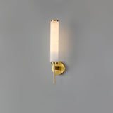 Modern Alabaster Cylinder Wall Sconce with Antique Brass Finish for Luxury Hallway and Bedroom Lighting