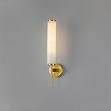 Modern Alabaster Cylinder Wall Sconce with Antique Brass Finish for Luxury Hallway and Bedroom Lighting