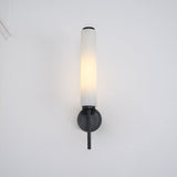 Modern Alabaster Cylinder Wall Sconce with Antique Brass Finish for Luxury Hallway and Bedroom Lighting