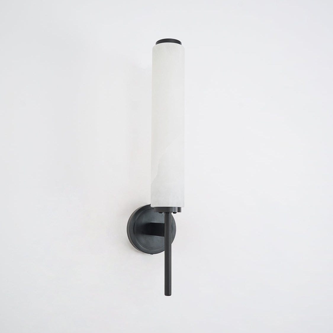 Modern Alabaster Cylinder Wall Sconce with Antique Brass Finish for Luxury Hallway and Bedroom Lighting