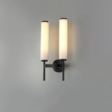 Modern Alabaster Cylinder Wall Sconce with Antique Brass Finish for Luxury Hallway and Bedroom Lighting