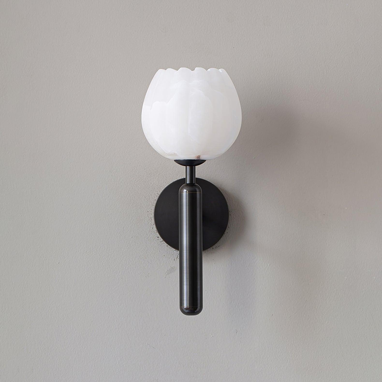 Modern Alabaster Floral Wall Lamp with Brass Finish for Luxury Indoor Decor
