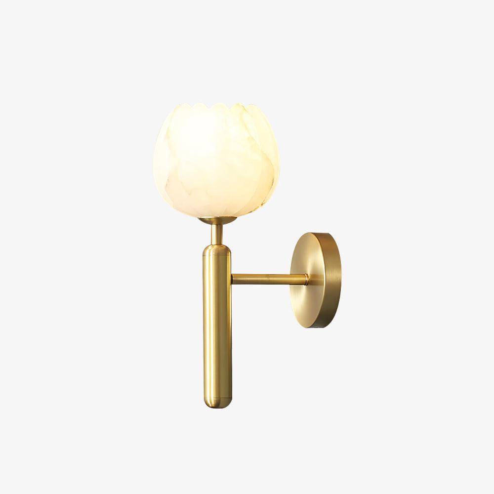 Modern Alabaster Floral Wall Lamp with Brass Finish for Luxury Indoor Decor