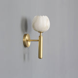 Modern Alabaster Floral Wall Lamp with Brass Finish for Luxury Indoor Decor