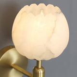 Modern Alabaster Floral Wall Lamp with Brass Finish for Luxury Indoor Decor