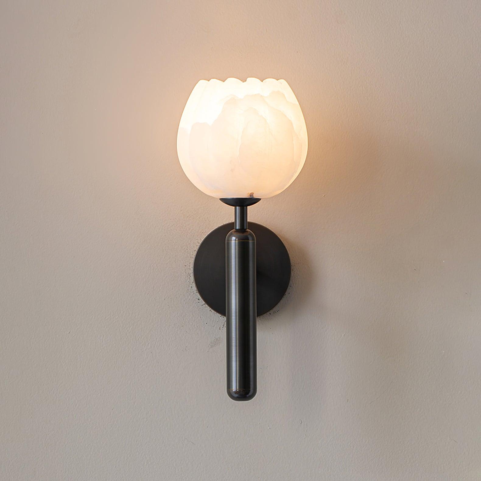 Modern Alabaster Floral Wall Lamp with Brass Finish for Luxury Indoor Decor