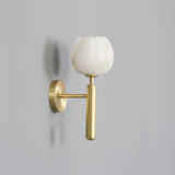 Modern Alabaster Floral Wall Lamp with Brass Finish for Luxury Indoor Decor