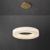 Modern Alabaster LED Ring Chandelier Contemporary Brass Circular Pendant Light