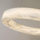 Modern Alabaster LED Ring Chandelier Contemporary Brass Circular Pendant Light