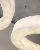 Modern Alabaster LED Ring Chandelier Contemporary Brass Circular Pendant Light