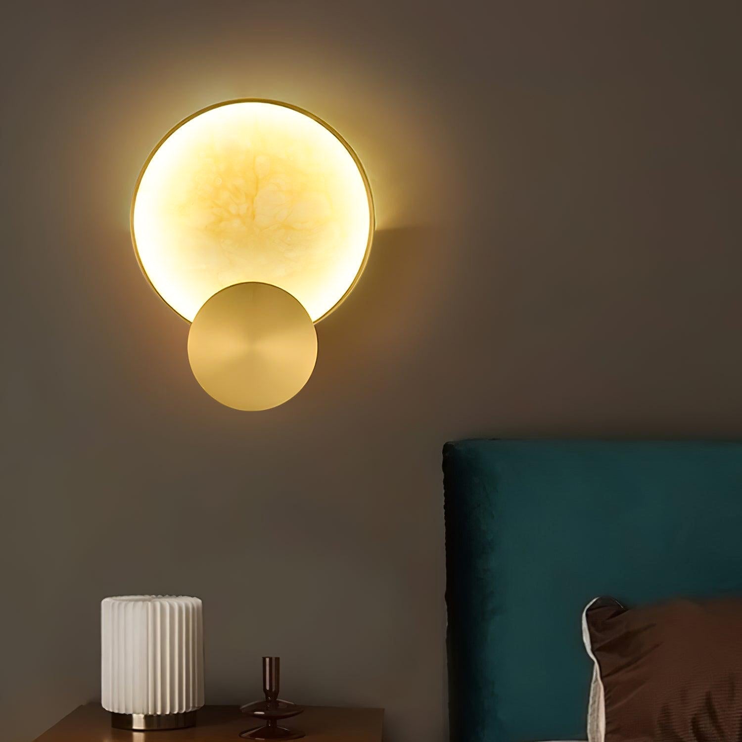 Modern Alabaster LED Wall Lamp Gold Sconce Set of Two for Living Room and Bedroom