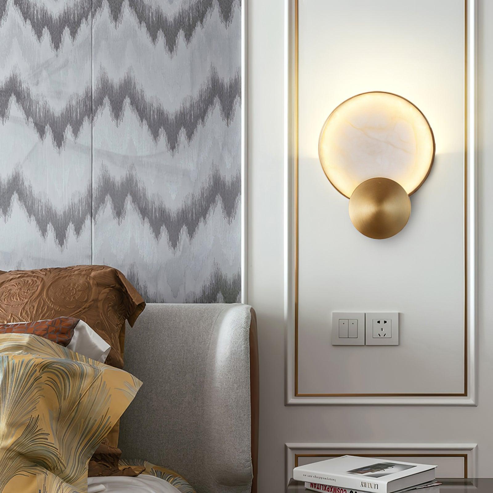 Modern Alabaster LED Wall Lamp Gold Sconce Set of Two for Living Room and Bedroom