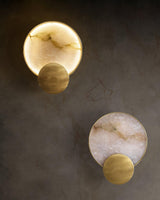 Modern Alabaster LED Wall Lamp Gold Sconce Set of Two for Living Room and Bedroom