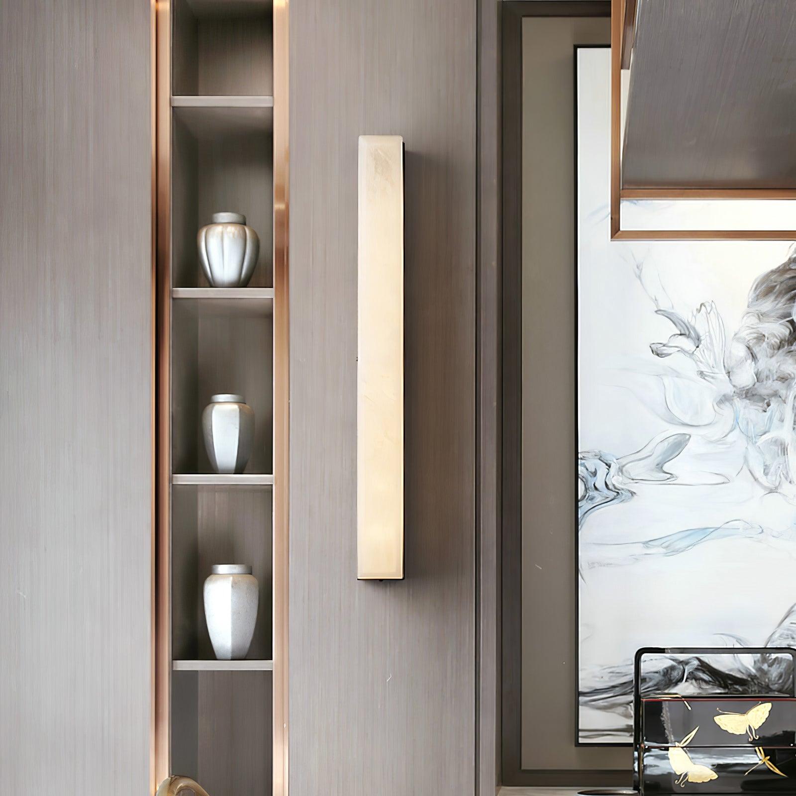 Modern Alabaster LED Wall Sconce Luxury Natural Stone Brass Sconce Light for Indoor Decor