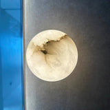 Modern Alabaster Mini Orb Wall Lamp Spherical Natural Stone Sconce for Interior Spaces