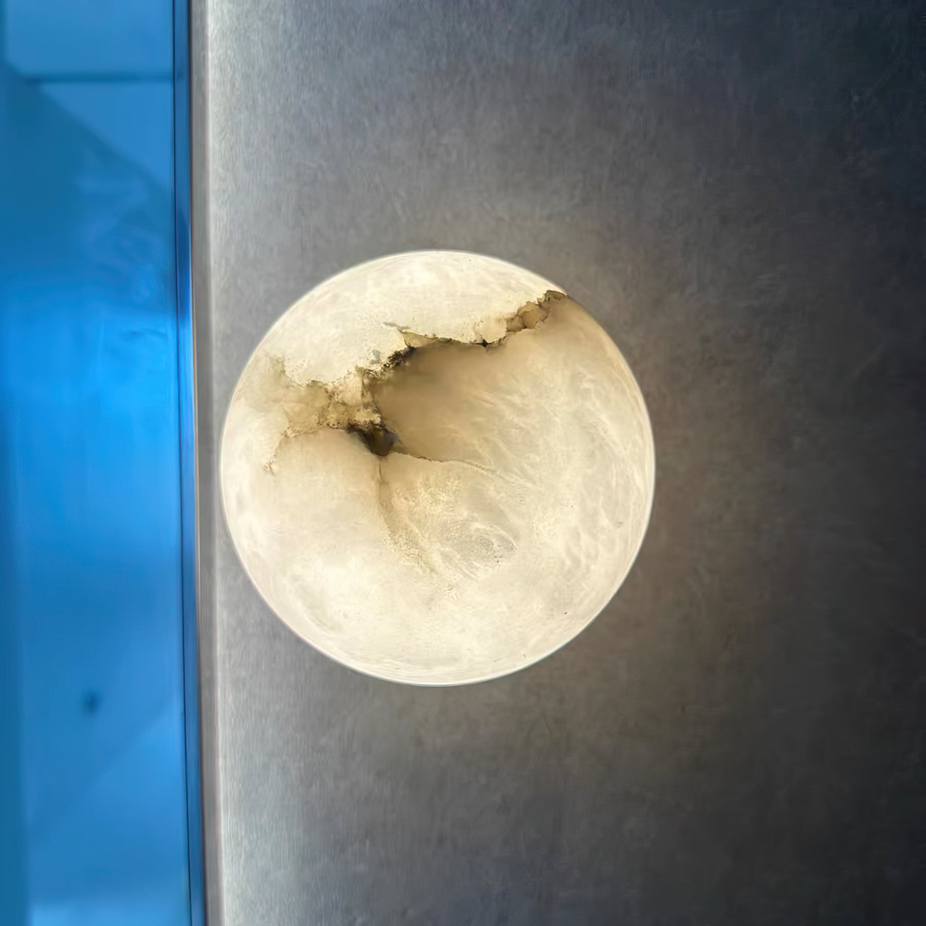 Modern Alabaster Mini Orb Wall Lamp Spherical Natural Stone Sconce for Interior Spaces