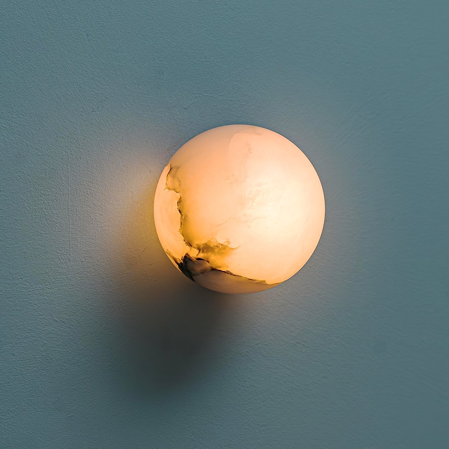 Modern Alabaster Mini Orb Wall Lamp Spherical Natural Stone Sconce for Interior Spaces