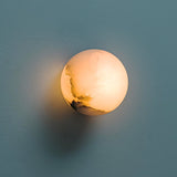 Modern Alabaster Mini Orb Wall Lamp Spherical Natural Stone Sconce for Interior Spaces