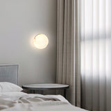 Modern Alabaster Mini Orb Wall Lamp Spherical Natural Stone Sconce for Interior Spaces