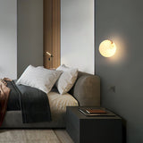 Modern Alabaster Mini Orb Wall Lamp Spherical Natural Stone Sconce for Interior Spaces