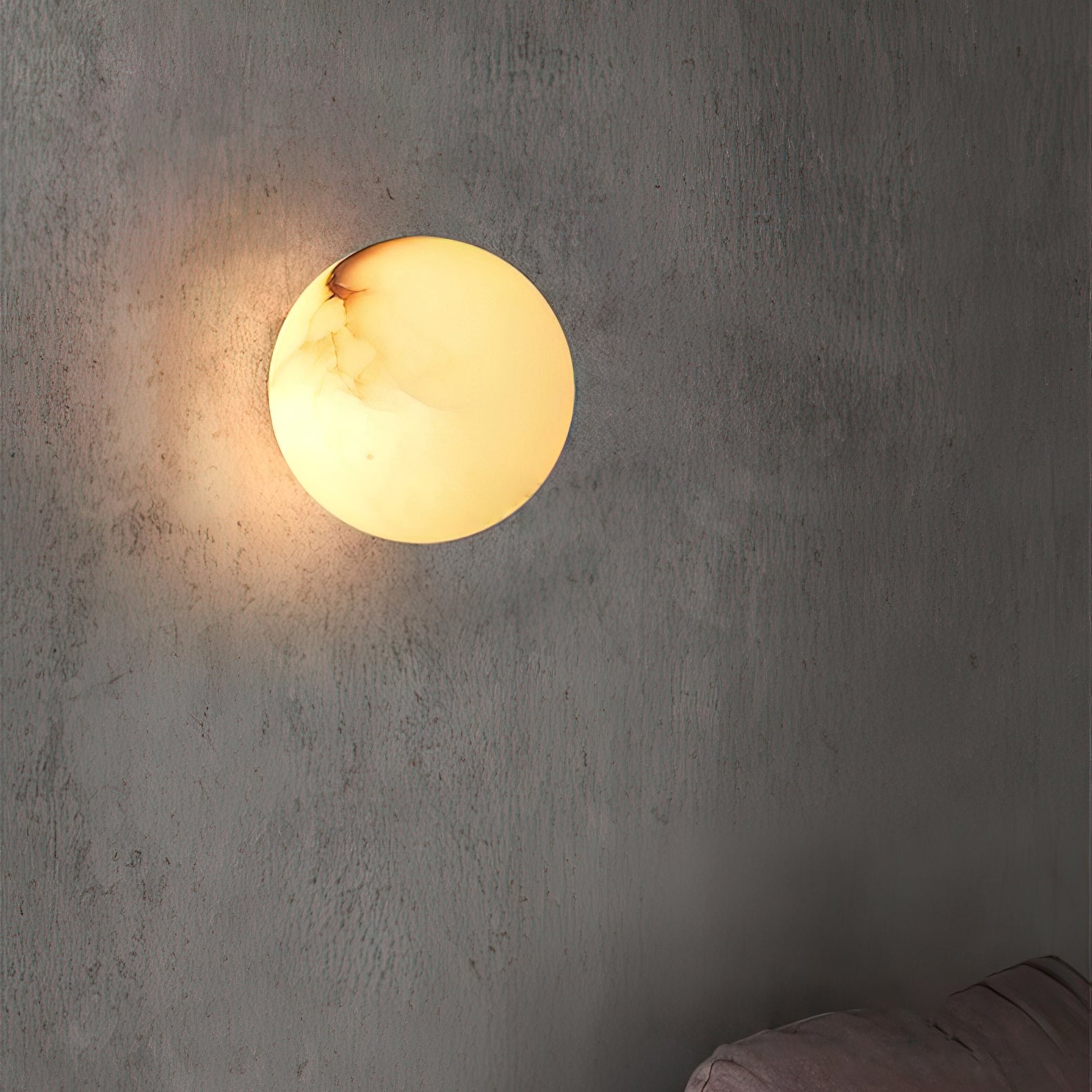 Modern Alabaster Mini Orb Wall Lamp Spherical Natural Stone Sconce for Interior Spaces