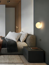 Modern Alabaster Mini Orb Wall Lamp Spherical Natural Stone Sconce for Interior Spaces