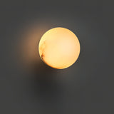 Modern Alabaster Mini Orb Wall Lamp Spherical Natural Stone Sconce for Interior Spaces