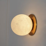 Modern Alabaster Mini Orb Wall Lamp Spherical Natural Stone Sconce for Interior Spaces