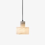 Modern Alabaster Pendant Light Minimalist Natural Stone Cylinder Hanging Lamp for Indoor Use