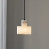 Modern Alabaster Pendant Light Minimalist Natural Stone Cylinder Hanging Lamp for Indoor Use