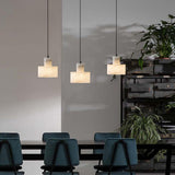 Modern Alabaster Pendant Light Minimalist Natural Stone Cylinder Hanging Lamp for Indoor Use