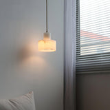 Modern Alabaster Pendant Light Minimalist Natural Stone Cylinder Hanging Lamp for Indoor Use