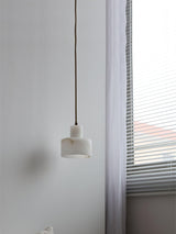 Modern Alabaster Pendant Light Minimalist Natural Stone Cylinder Hanging Lamp for Indoor Use