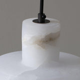 Modern Alabaster Pendant Light Minimalist Natural Stone Cylinder Hanging Lamp for Indoor Use