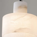 Modern Alabaster Pendant Light Minimalist Natural Stone Cylinder Hanging Lamp for Indoor Use