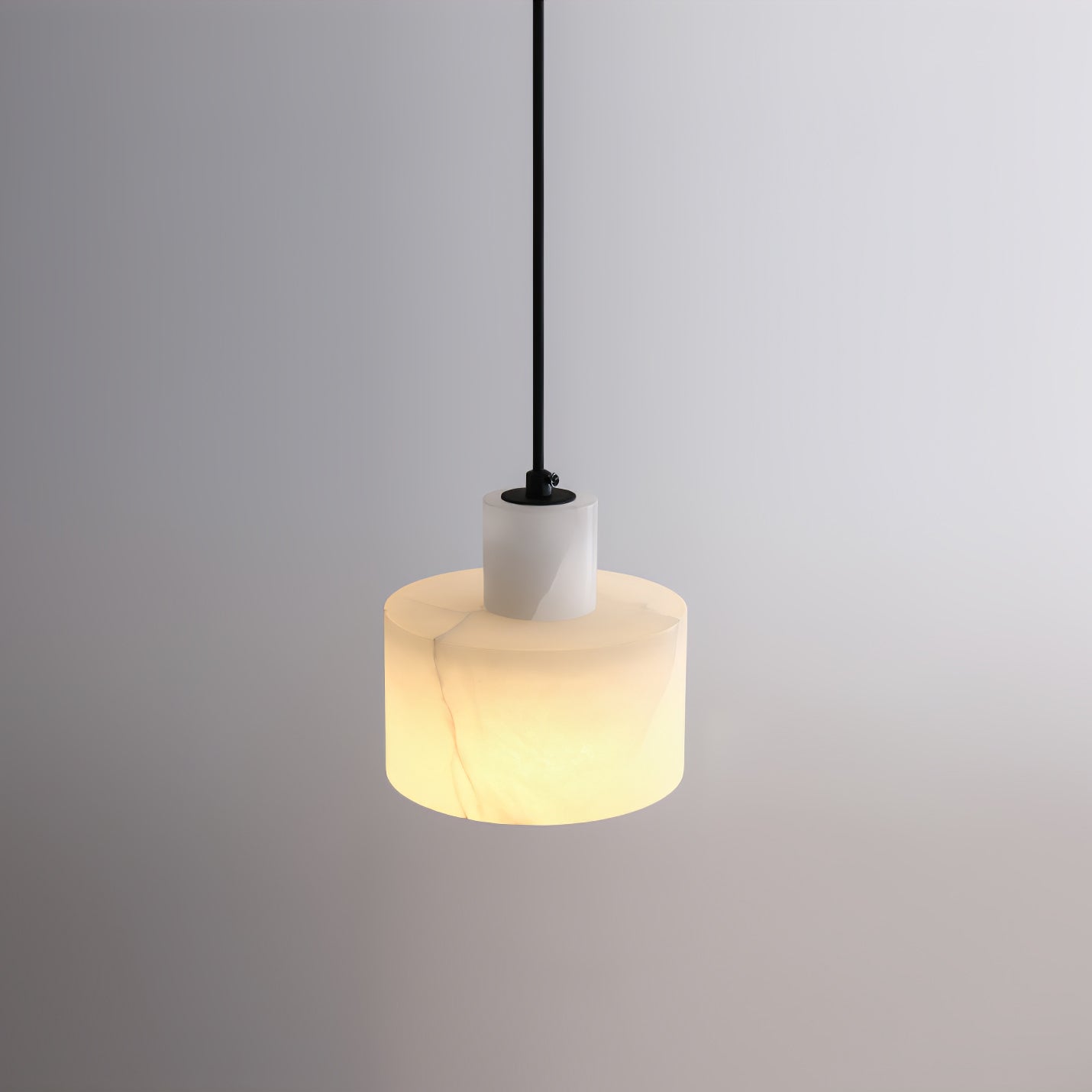 Modern Alabaster Pendant Light Minimalist Natural Stone Cylinder Hanging Lamp for Indoor Use