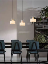 Modern Alabaster Pendant Light Minimalist Natural Stone Cylinder Hanging Lamp for Indoor Use