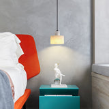 Modern Alabaster Pendant Light Minimalist Natural Stone Cylinder Hanging Lamp for Indoor Use