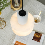 Modern Alabaster Pendant Light Minimalist Natural Stone Cylinder Hanging Lamp for Indoor Use