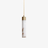 Modern Alabaster Pendant Light with Brass Finish and Integrated LED Lighting for Luxury Interiors