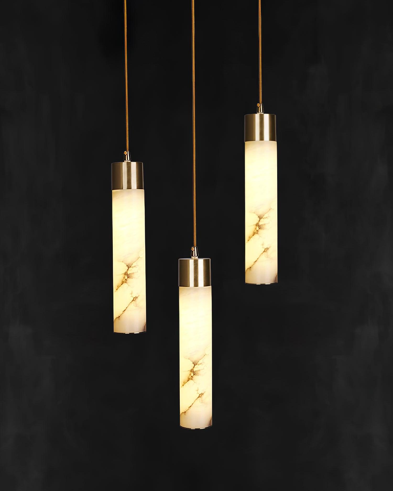Modern Alabaster Pendant Light with Brass Finish and Integrated LED Lighting for Luxury Interiors