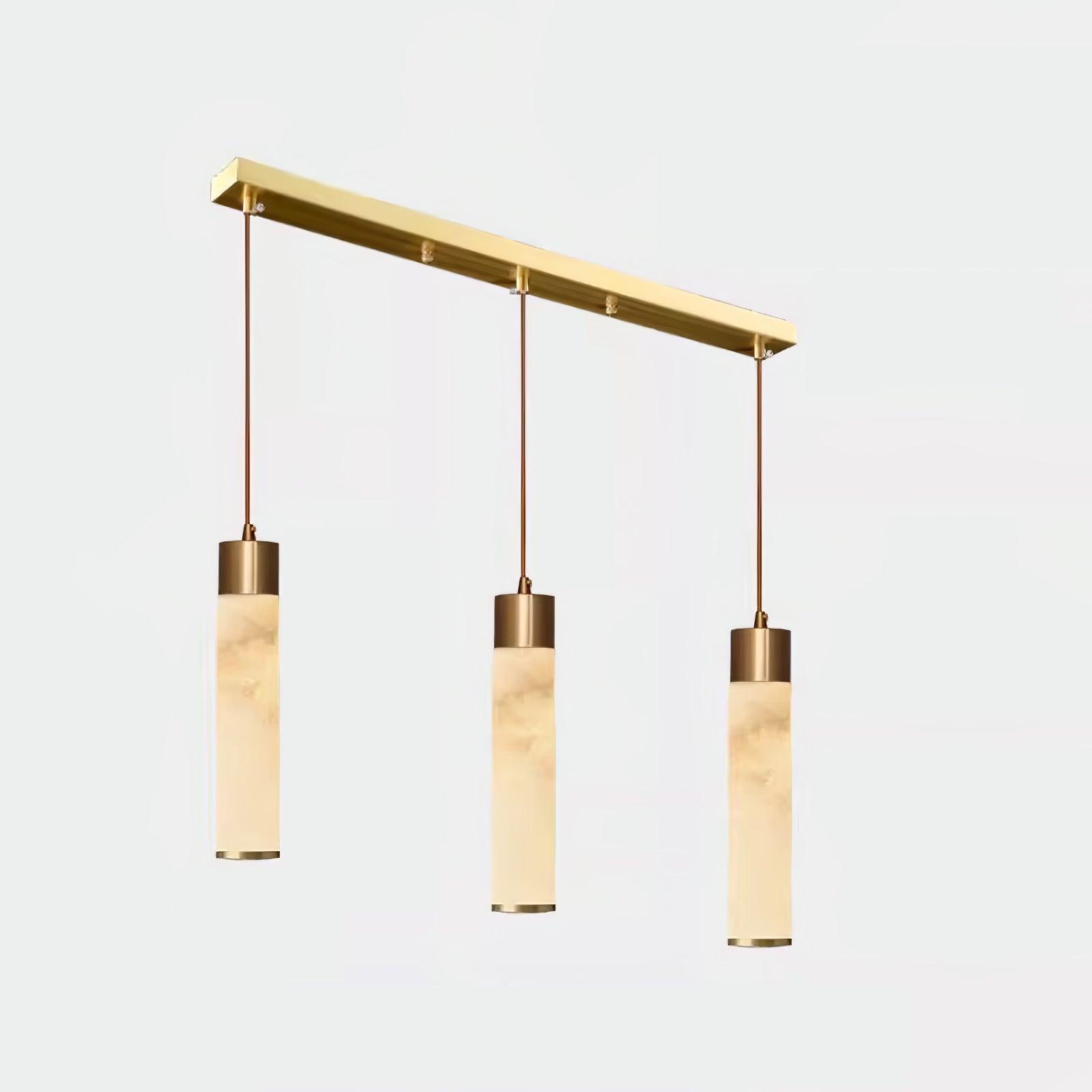 Modern Alabaster Pendant Light with Brass Finish and Integrated LED Lighting for Luxury Interiors