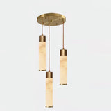 Modern Alabaster Pendant Light with Brass Finish and Integrated LED Lighting for Luxury Interiors