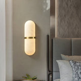 Modern Alabaster Pill Shape Wall Sconce LED Indoor Light Fixture with Natural Stone Shade
