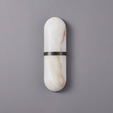Modern Alabaster Pill Shape Wall Sconce LED Indoor Light Fixture with Natural Stone Shade